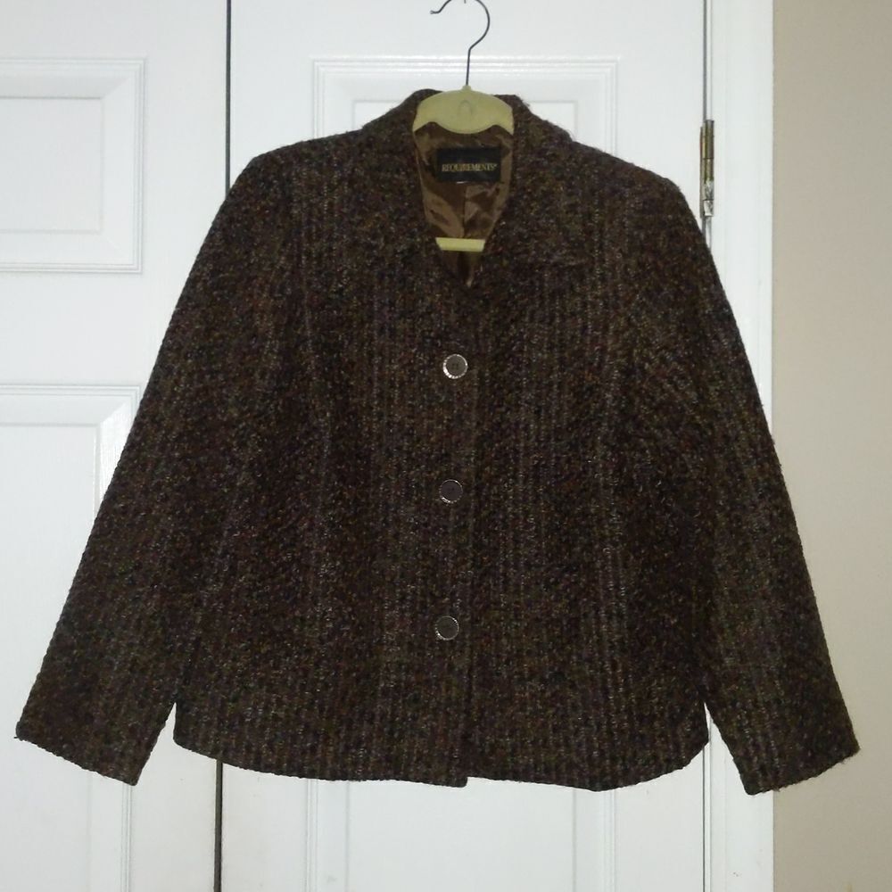 Requirements tweed brown poly/mohair jacket